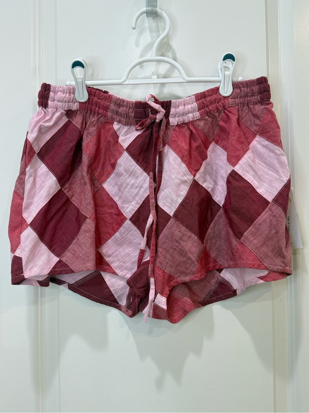 Warm Pink and Red Patchwork Drawstring Shorts NWT